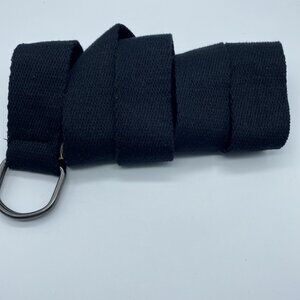 Black D-Ring Polyester Belt Men's Size 36 End to End 50"